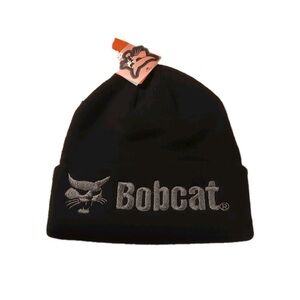 Black Bobcat Beanie Hat Adult Embroidered OSFM